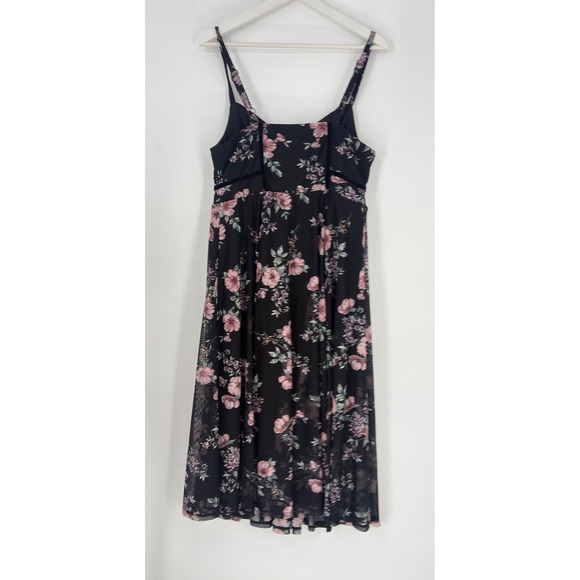 Torrid Floral Mesh Bustier Midi Dress Black Pink Flowers Plus Size 0 - Picture 8 of 10